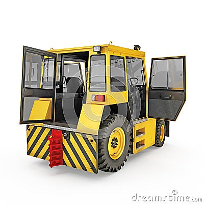 Airport Yellow Push Back Tractor on white. 3D illustration Cartoon Illustration