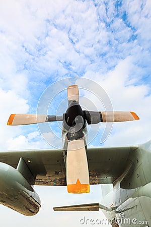 Airscrew engine of airplane Stock Photo