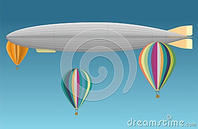 Airship and air balloon Stock Photo