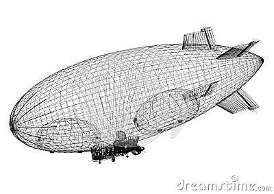 Airship Design Architect Blueprint - isolated Stock Photo