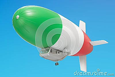 Airship or dirigible balloon with Italian flag, 3D rendering Stock Photo