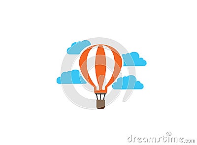 Airship flying balloon in clouds for logo Cartoon Illustration