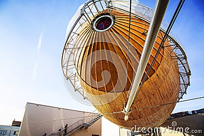 Airship Gulliver on the roof Prague gallery DOX Editorial Stock Photo