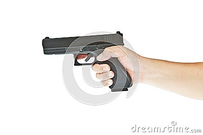 Airsoft hand gun, glock model with hand Stock Photo