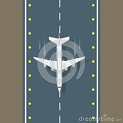 Airstrip with airplane aerial top view for your design. Vector illustration. Vector Illustration