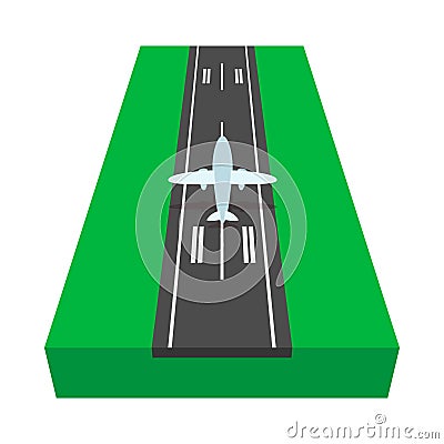 Airstrip with airplane cartoon icon Vector Illustration