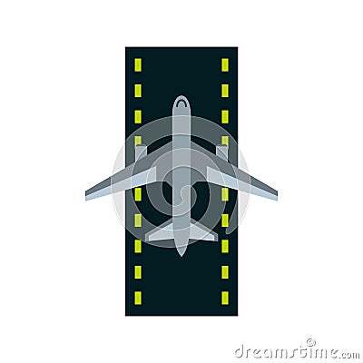 Airstrip with airplane icon, flat style Cartoon Illustration