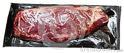 Airtight Vacuum Packed Strip Steak Stock Photo