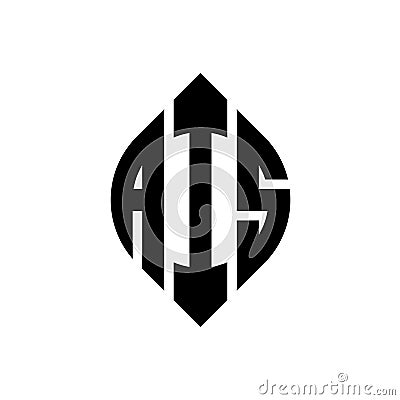 AIS circle letter logo design with circle and ellipse shape. AIS ellipse letters with typographic style. The three initials form a Vector Illustration