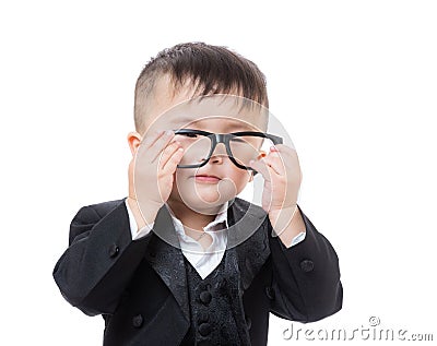 Aisa business baby wear glasses Stock Photo