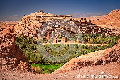 Ait Benhaddou, Morocco. Famous ancient clay built village in High Atlas Mountains, North Africa Stock Photo