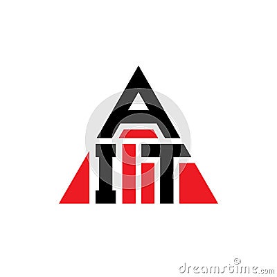 AIT triangle letter logo design with triangle shape. AIT triangle logo design monogram. AIT triangle vector logo template with red Vector Illustration
