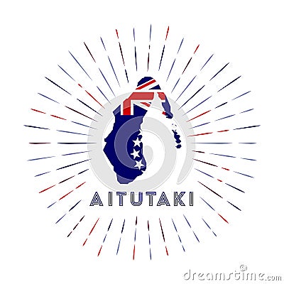 Aitutaki sunburst badge. Vector Illustration