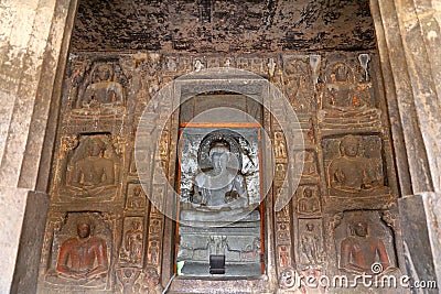 Ajanta caves, India. The Ajanta Caves in Maharashtra state are Buddhist cave Stock Photo