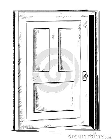 Ajar door. Isolated object on white background. Vector Illustration