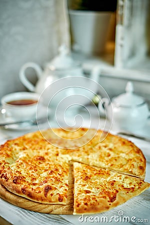 Ajarian traditional flatbread - khachapuri or hachapuri Stock Photo