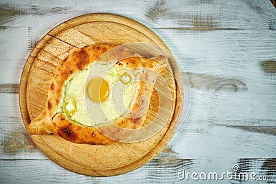 Ajarian traditional flatbread - khachapuri or hachapuri Stock Photo