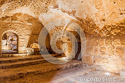 AJLOUN, JORDAN - MARCH 22, 2017: Interior of Rabad castle in Ajloun, Jorda Stock Photo