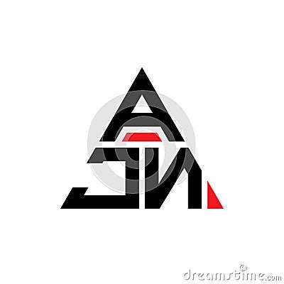 AJN triangle letter logo design with triangle shape. AJN triangle logo design monogram. AJN triangle vector logo template with red Vector Illustration