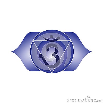 Ajna chakra blue icon symbol esoteric yoga indian buddhism hindu Vector Illustration