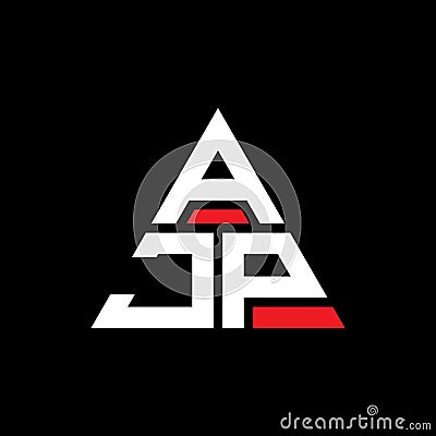 AJP triangle letter logo design with triangle shape. AJP triangle logo design monogram. AJP triangle vector logo template with red Vector Illustration
