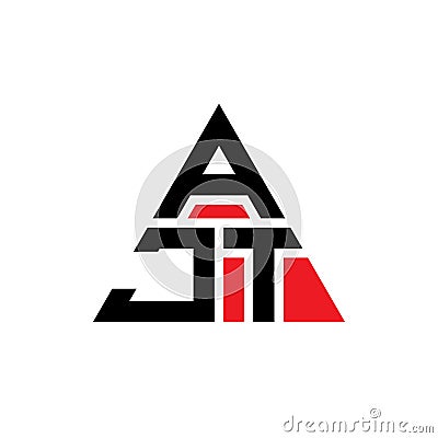 AJT triangle letter logo design with triangle shape. AJT triangle logo design monogram. AJT triangle vector logo template with red Vector Illustration
