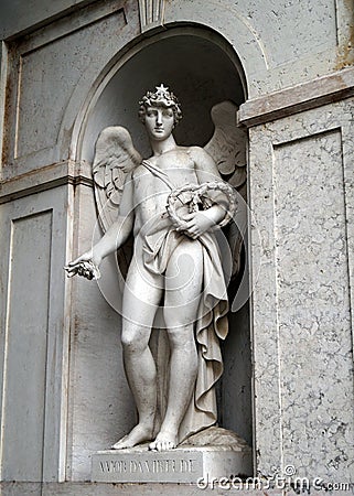 Ajuda Palace, Amor da Virtude, Sculpture adorning internal courtyard, Lisbon, Portugal Editorial Stock Photo