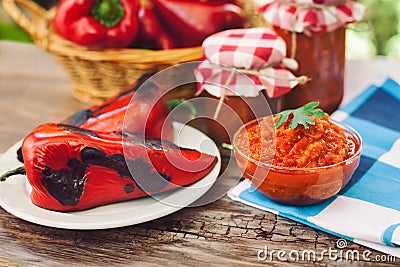 Ajvar-traditional Serbian dish Stock Photo