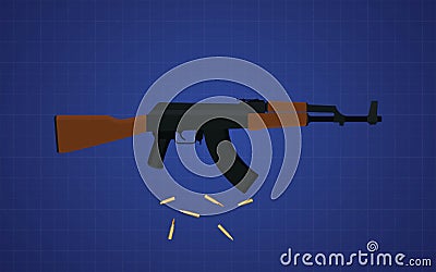 Ak47 gun vector with blue background Vector Illustration