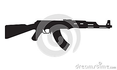 AK47 icon. Kalashnikov machine gun black silhouette. Vector illustration Vector Illustration