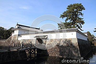 Akagane gate and Sumiyoshi bridge of Odawara castle Stock Photo