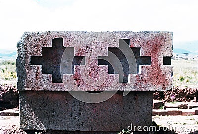 Akapana Pyramid in the archaeological deposit of Tiahuanaco, Bolivia Stock Photo