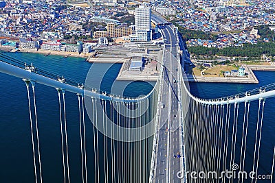 Akashi Kaikyo bridge view about Kobe from top Stock Photo