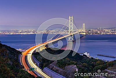 Akashi Kaikyo Ohashi Bridge Stock Photo