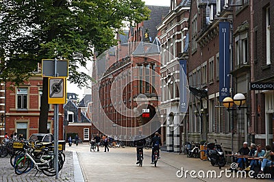 Streets of Groningen. Netherlands. Editorial Stock Photo