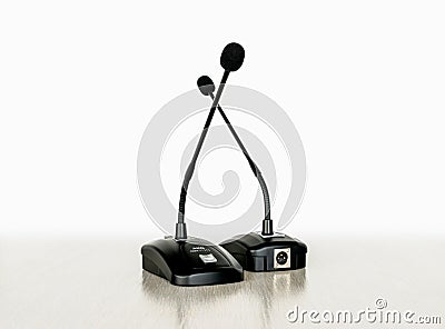 AKG CGN321 STS Tabletop Cardioid Gooseneck Microphone front and back view Editorial Stock Photo