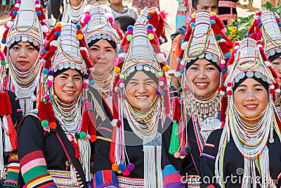 Akha woman in northern Thailand, Chiang rai Editorial Stock Photo