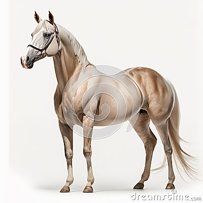 Akhal-Teke breed horse isolated on white, beautiful steed, nice animal Stock Photo