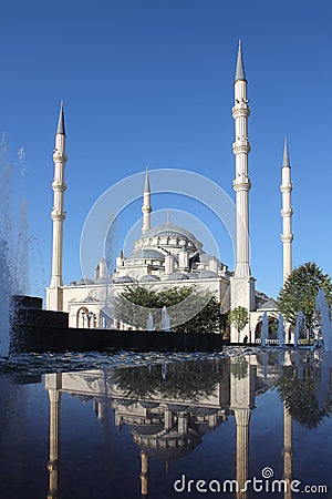 Akhmad Kadyrov Mosque in Grozny city, Chechnya Stock Photo
