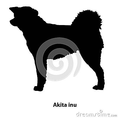 Akita inu black and white outline Vector Illustration