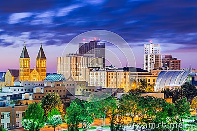 Akron, Ohio, USA Town Skyline Editorial Stock Photo