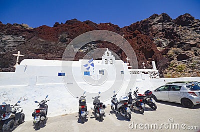 Akrotiri Agios Nikolaos Church, Santorini, Greece Editorial Stock Photo