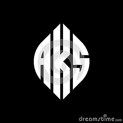 AKS circle letter logo design with circle and ellipse shape. AKS ellipse letters with typographic style. The three initials form a Vector Illustration