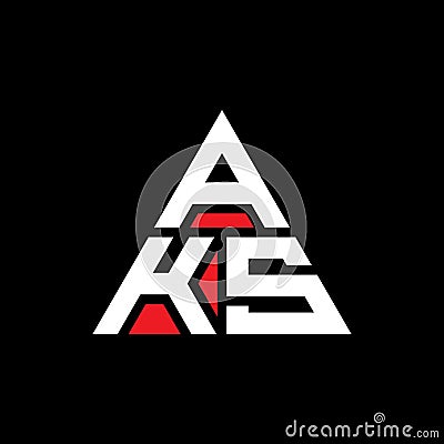 AKS triangle letter logo design with triangle shape. AKS triangle logo design monogram. AKS triangle vector logo template with red Vector Illustration