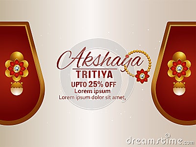 Akshaya tritiya indian festival with vector gold earing on creative white background Stock Photo