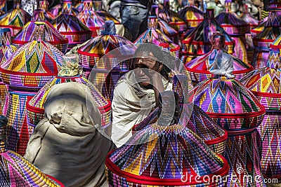 Basket market in Aksum, Ethiopia. Editorial Stock Photo