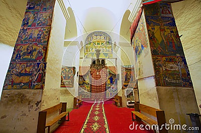 Interior of the church of Our Lady Mary of Zion in Aksum, Ethiopia. Editorial Stock Photo