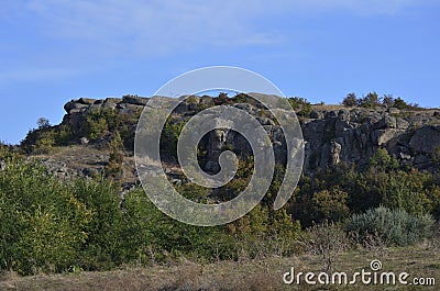 Aktovsky canyon. On the other side of the river Mertvovod Stock Photo