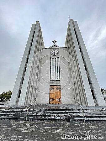 Akureyri church in Iceland Stock Photo