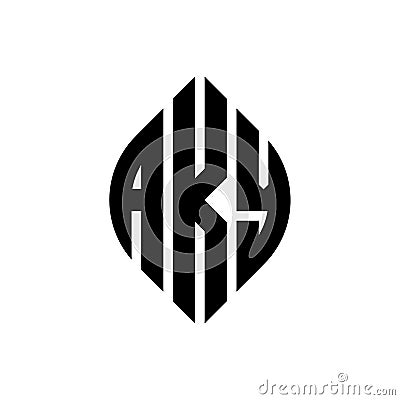 AKY circle letter logo design with circle and ellipse shape. AKY ellipse letters with typographic style. The three initials form a Vector Illustration